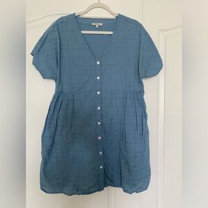 Madewell blue eyelet dress in size L